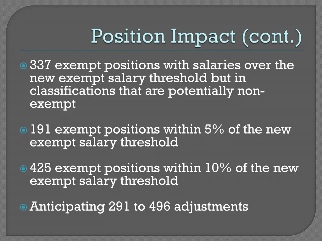 337 exempt positions with salaries over