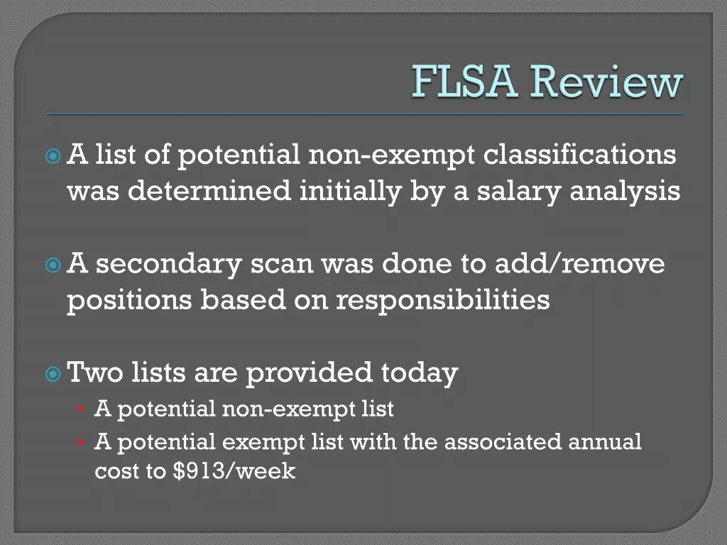 a list of potential non exempt classifications