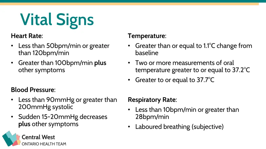 vital signs heart rate less than 50bpm