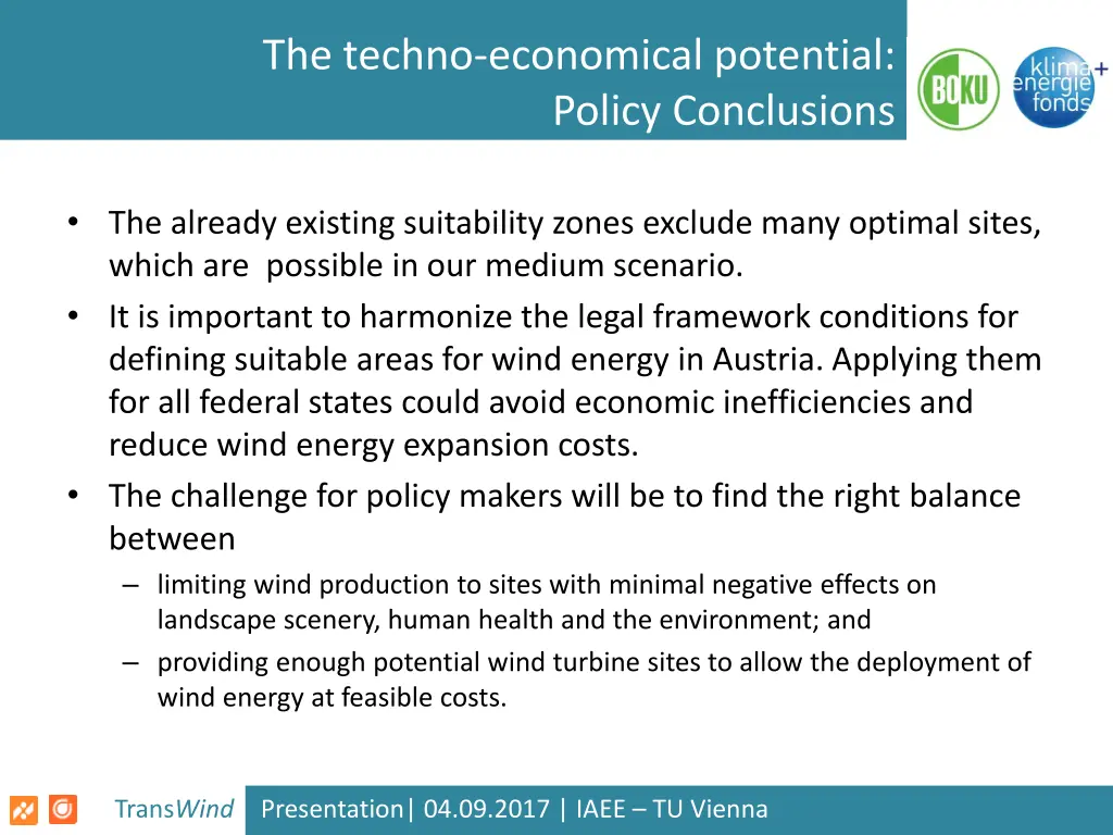 the techno economical potential policy conclusions