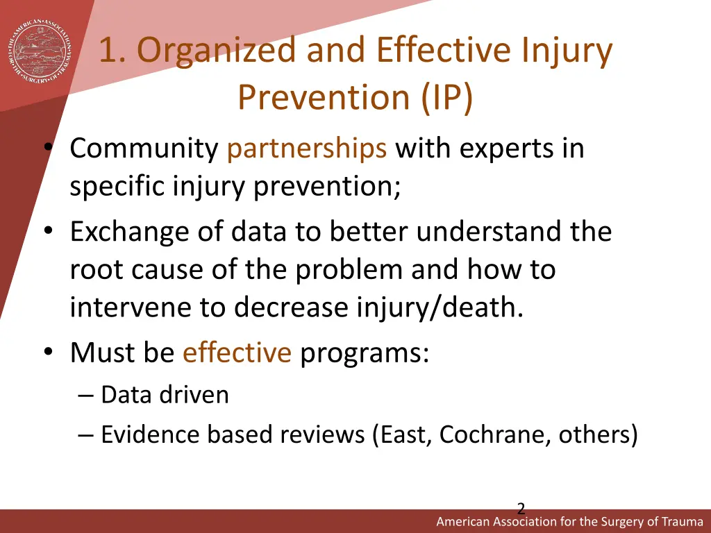 1 organized and effective injury prevention 1