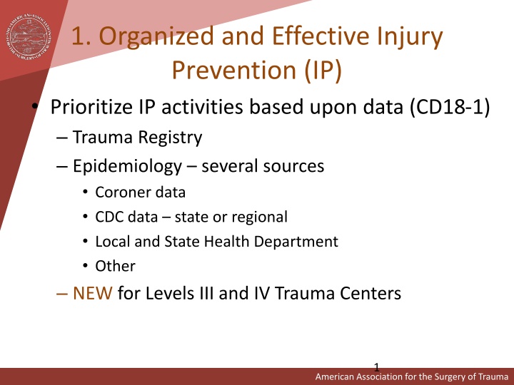 1 organized and effective injury prevention