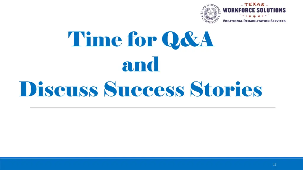 time for q a and discuss success stories