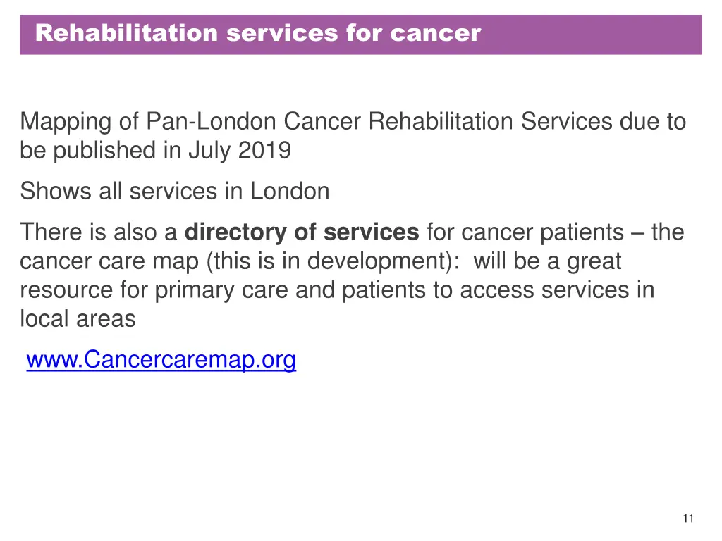 rehabilitation services for cancer