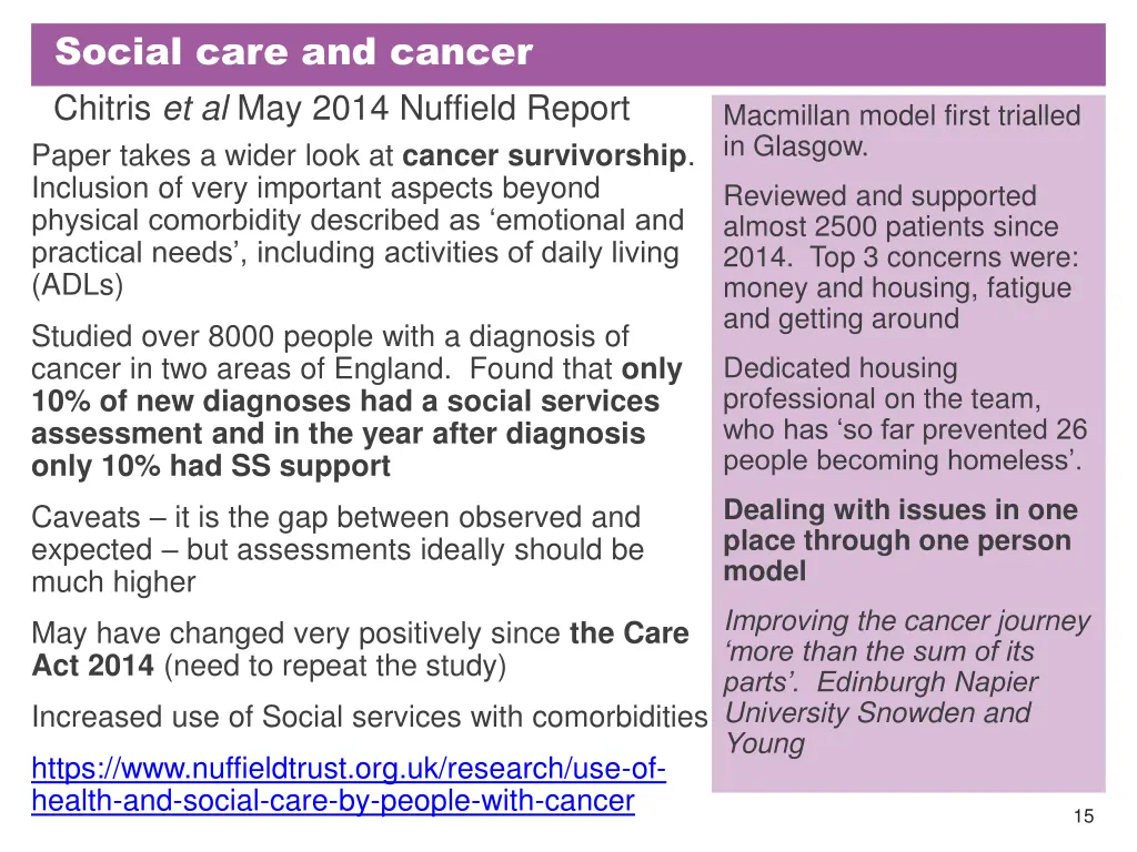 social care and cancer chitris et al may 2014