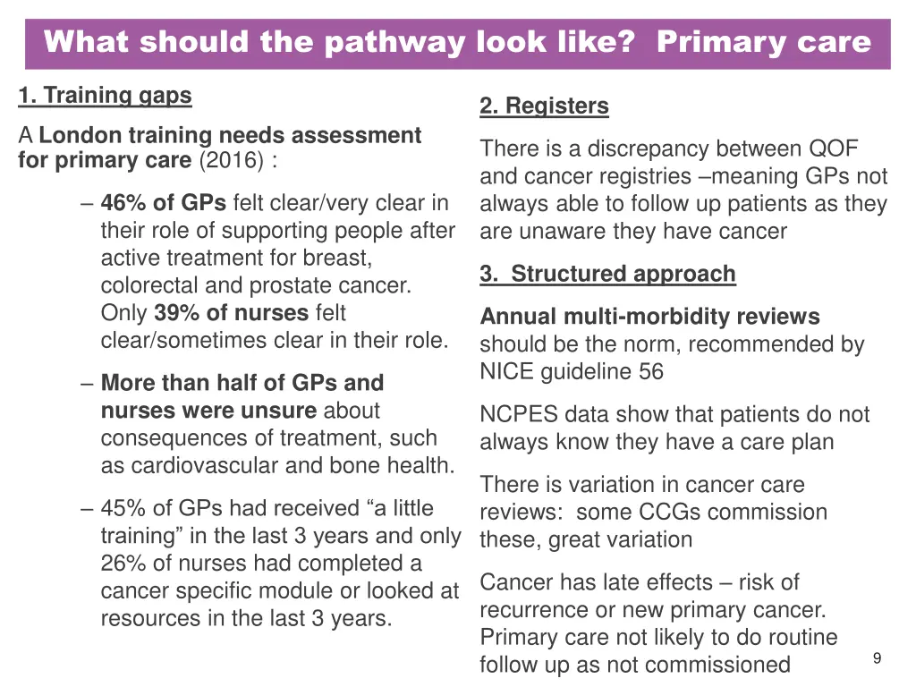 what should the pathway look like primary care