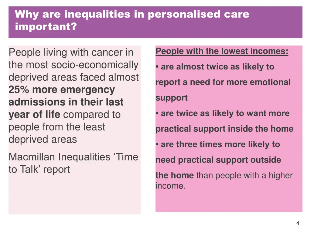 why are inequalities in personalised care