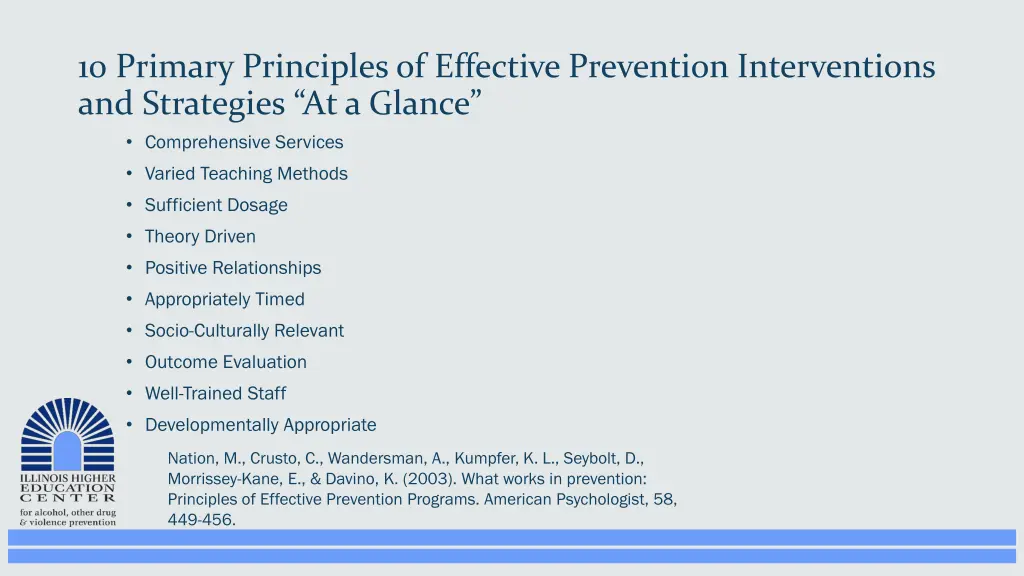 10 primary principles of effective prevention