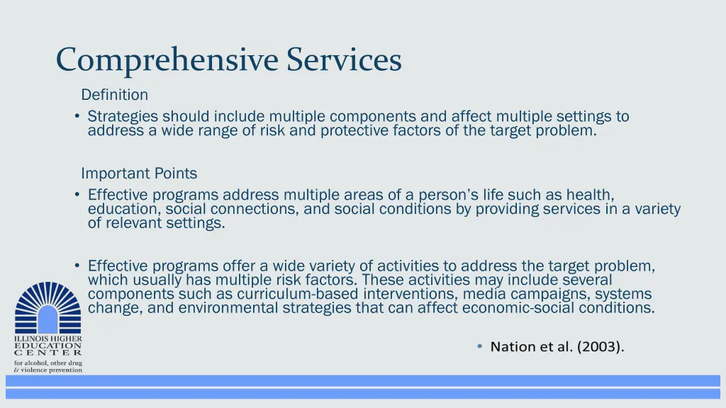 comprehensive services definition strategies