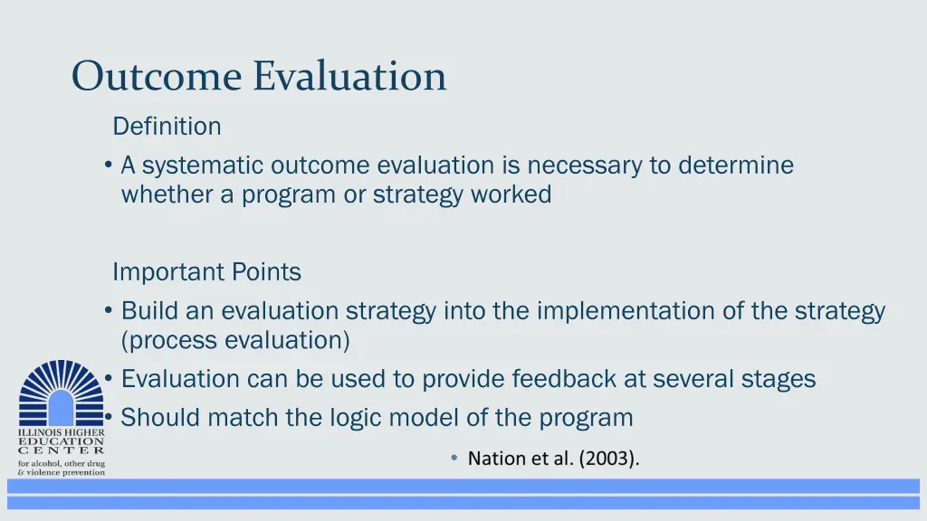 outcome evaluation definition a systematic