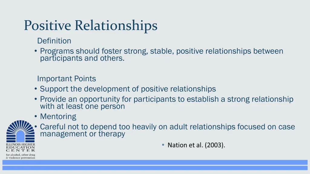 positive relationships definition programs should