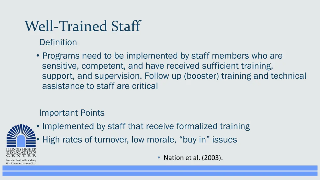 well trained staff definition programs need