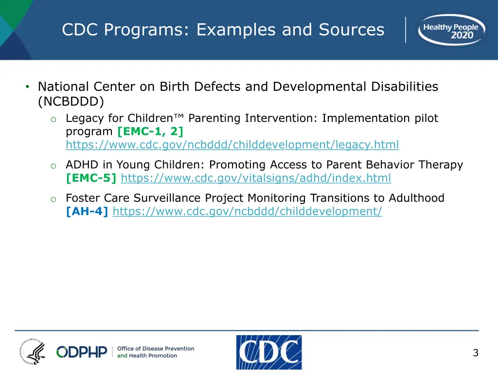 cdc programs examples and sources 1