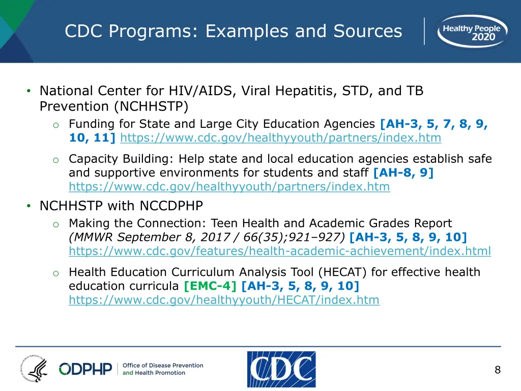 cdc programs examples and sources 6