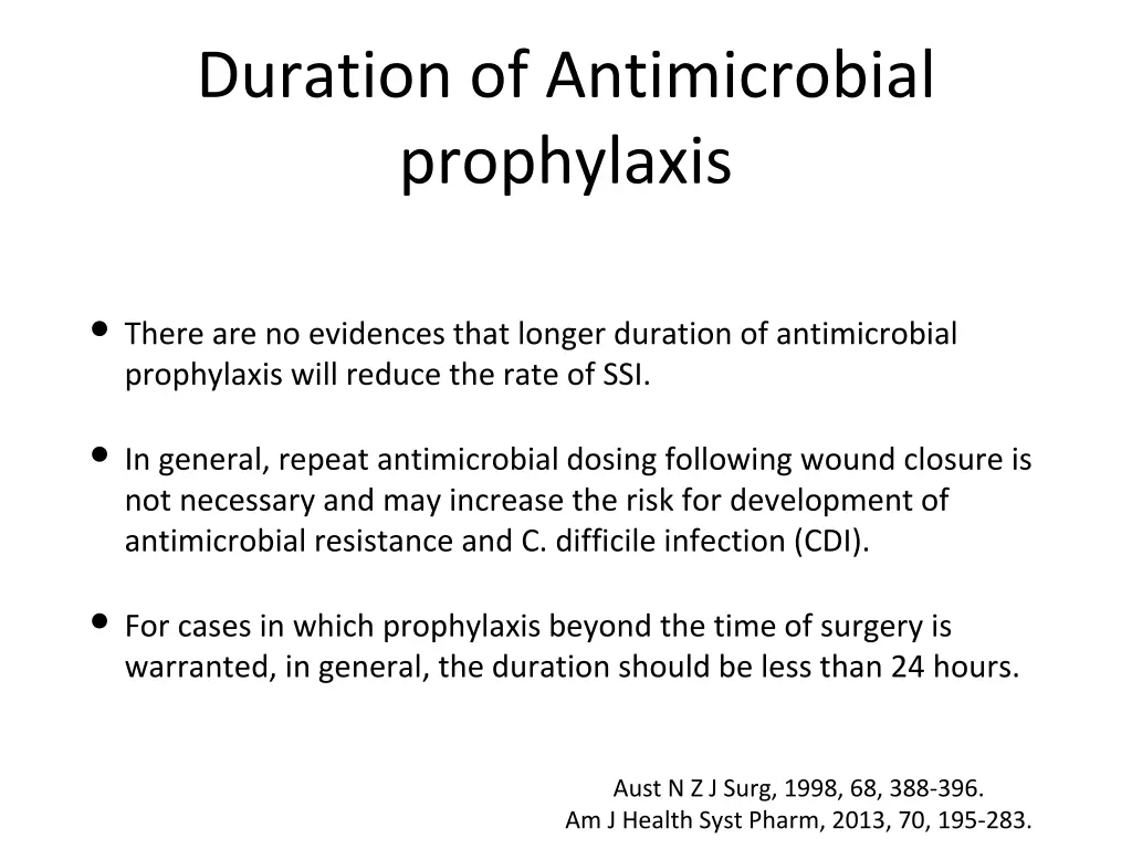 duration of antimicrobial prophylaxis