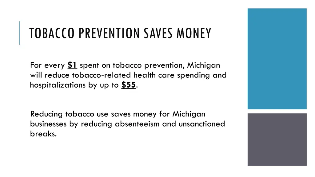 tobacco prevention saves money