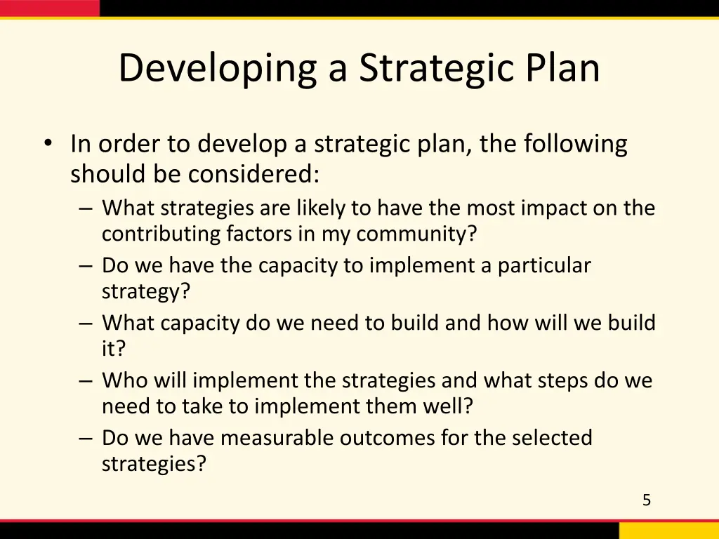 developing a strategic plan