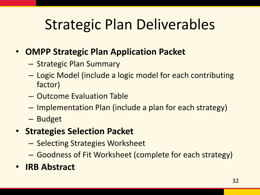 strategic plan deliverables