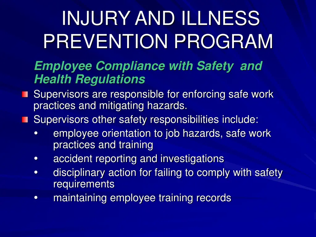 injury and illness prevention program employee