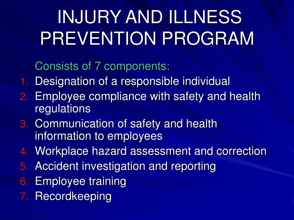 injury and illness prevention program