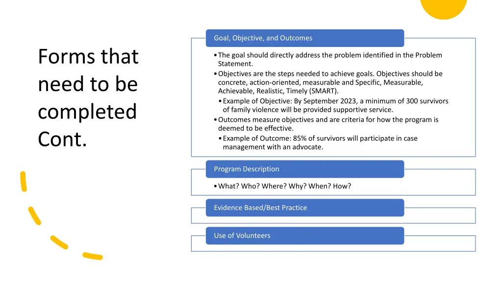 goal objective and outcomes