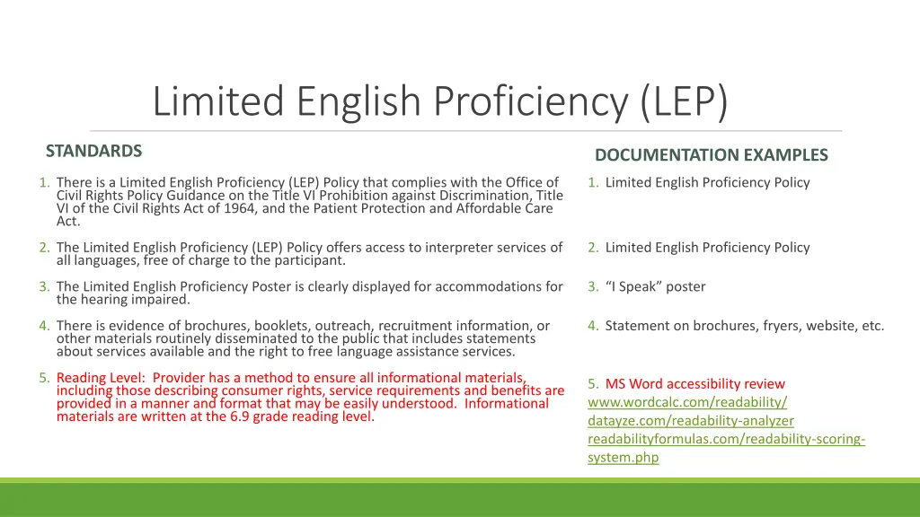 limited english proficiency lep