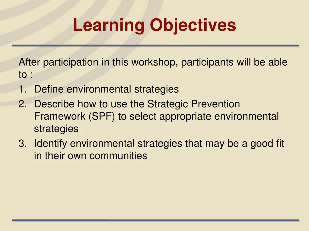 learning objectives