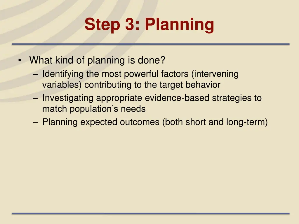 step 3 planning