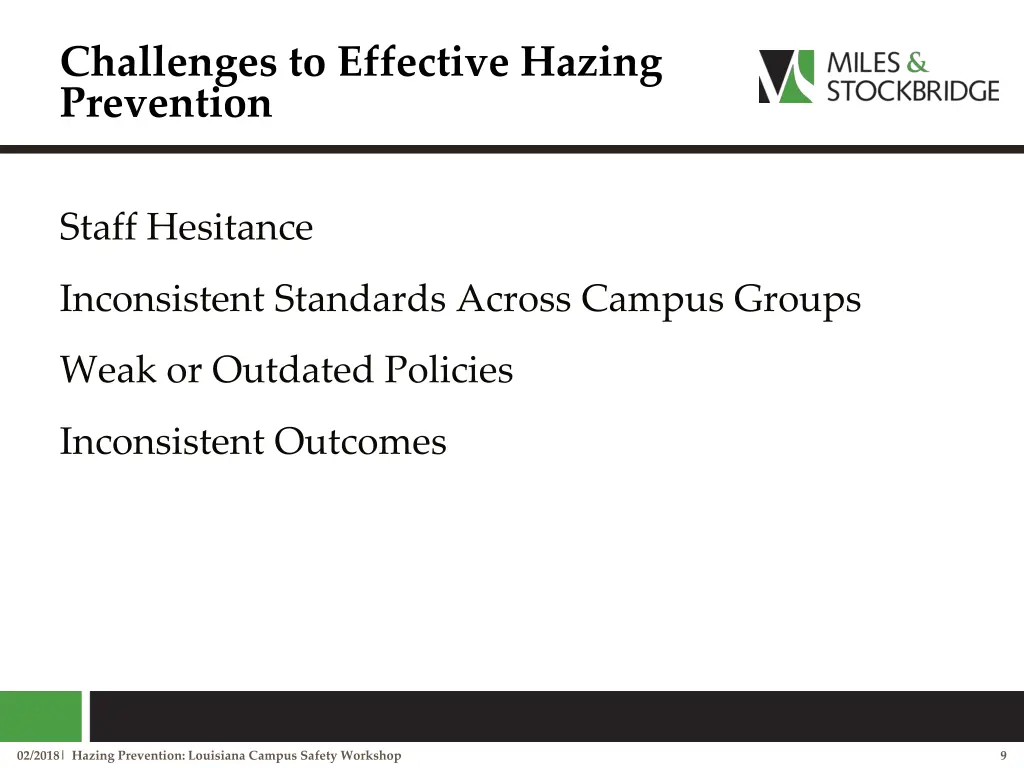 challenges to effective hazing prevention