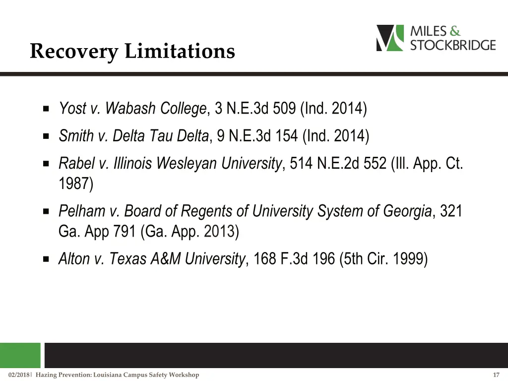 recovery limitations