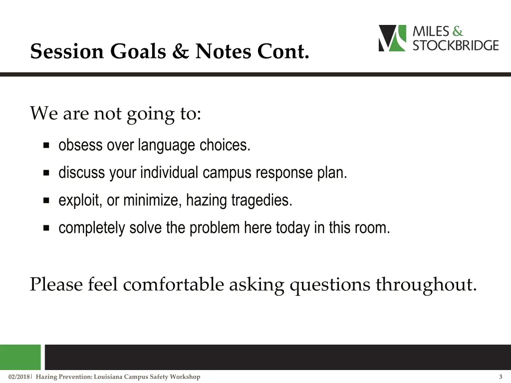 session goals notes cont