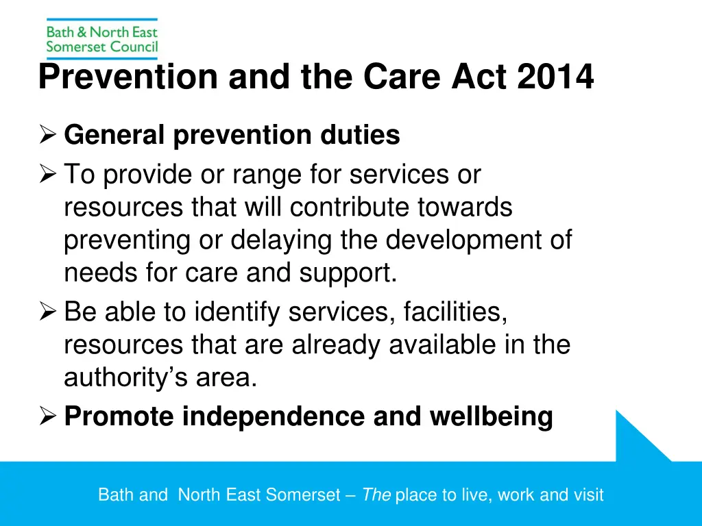 prevention and the care act 2014