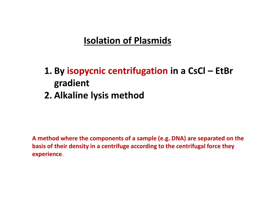 isolation of plasmids