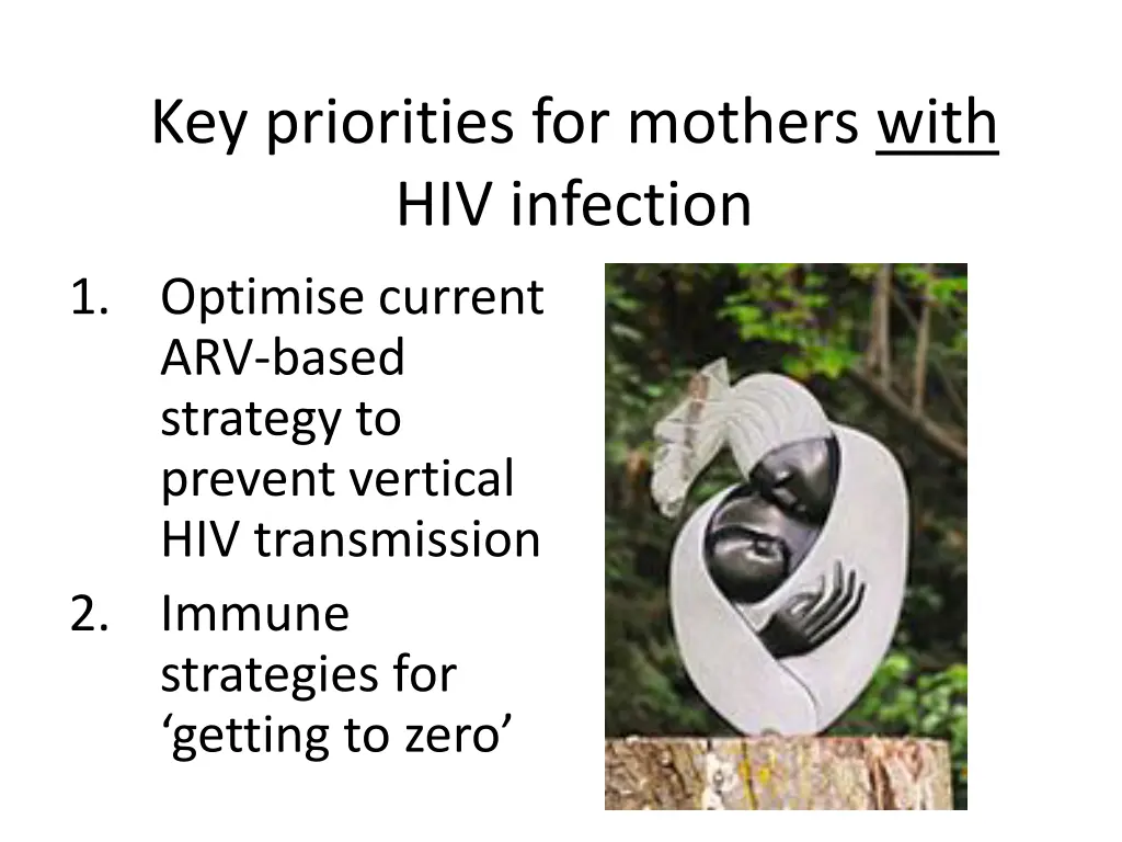 key priorities for mothers with hiv infection