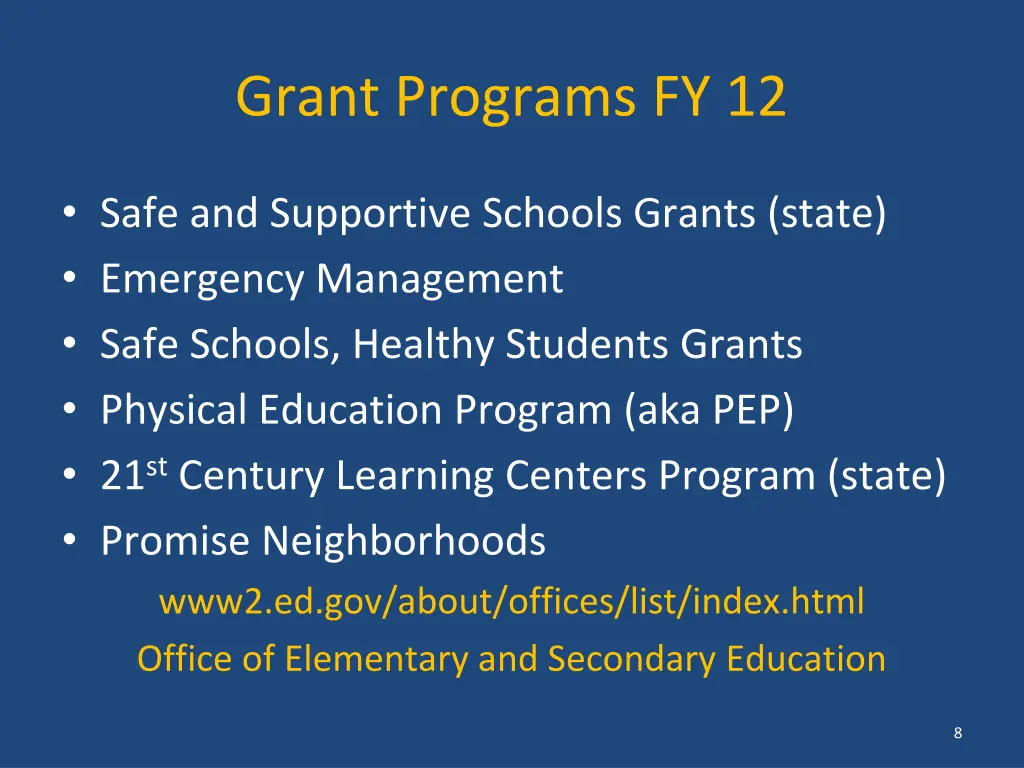 grant programs fy 12