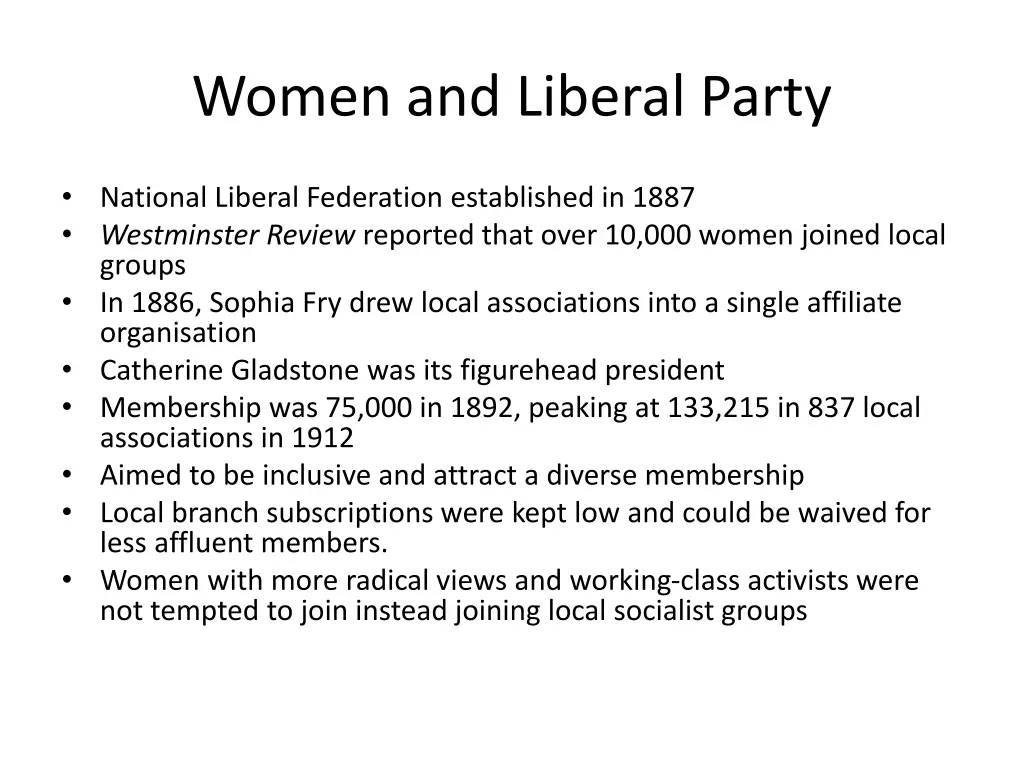 women and liberal party