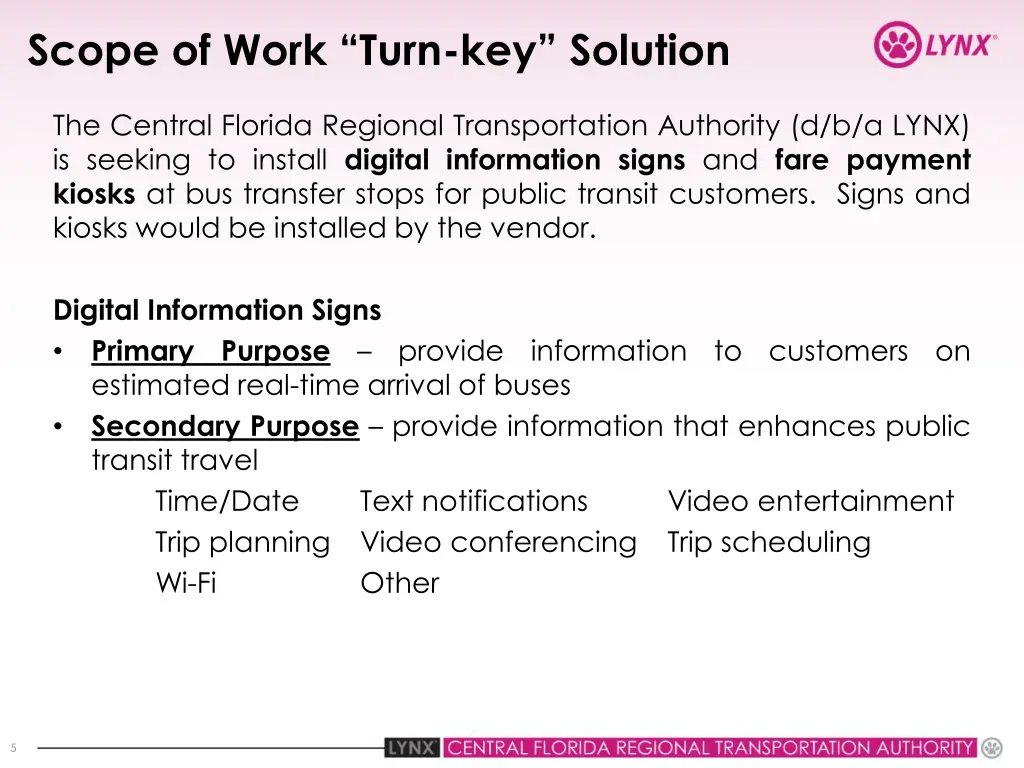 scope of work turn key solution