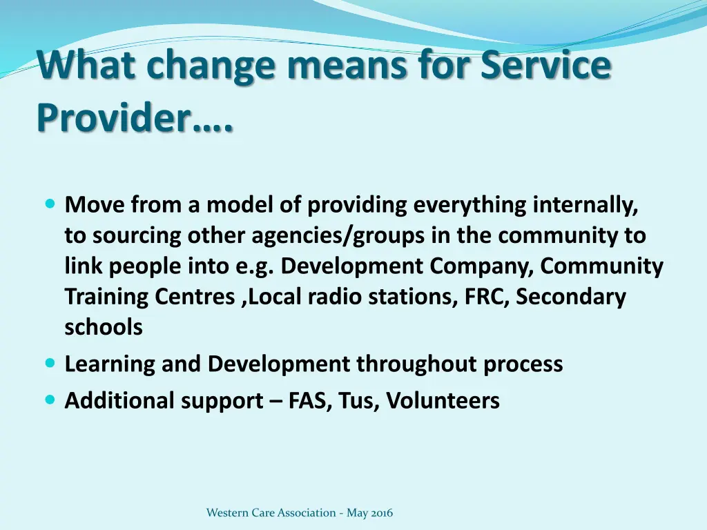 what change means for service provider