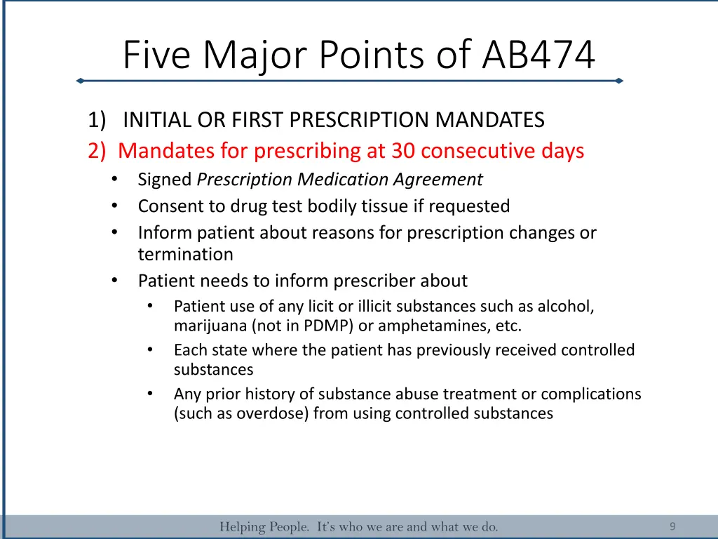 five major points of ab474 1