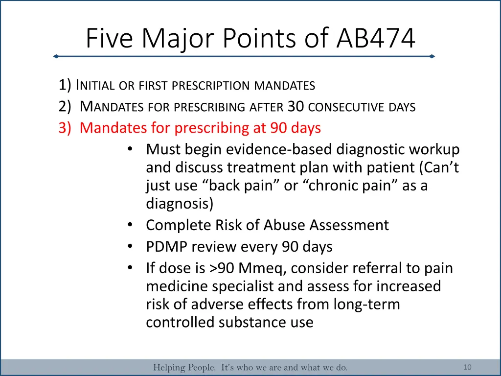 five major points of ab474 2