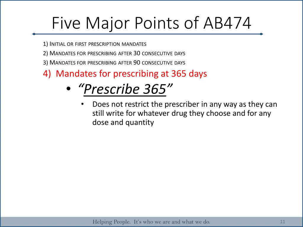 five major points of ab474 3