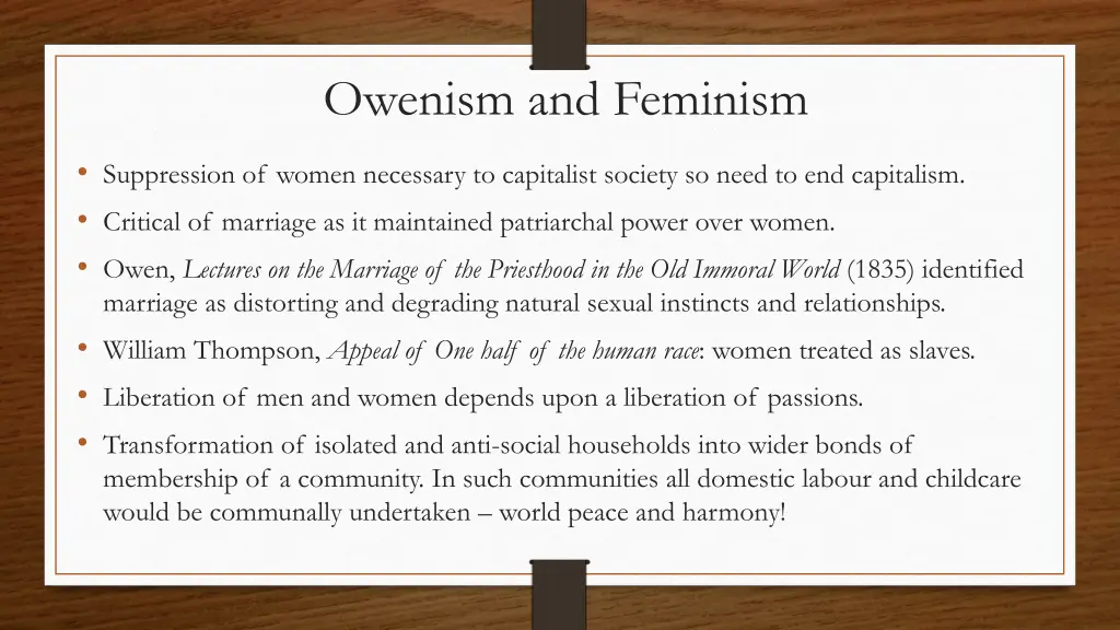 owenism and feminism