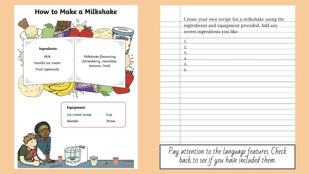 create your own recipe for a milkshake using