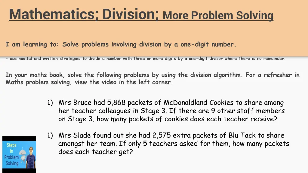 mathematics division more problem solving