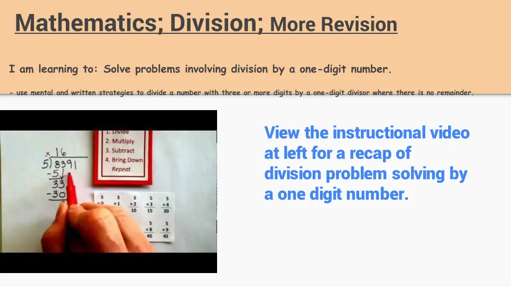 mathematics division more revision