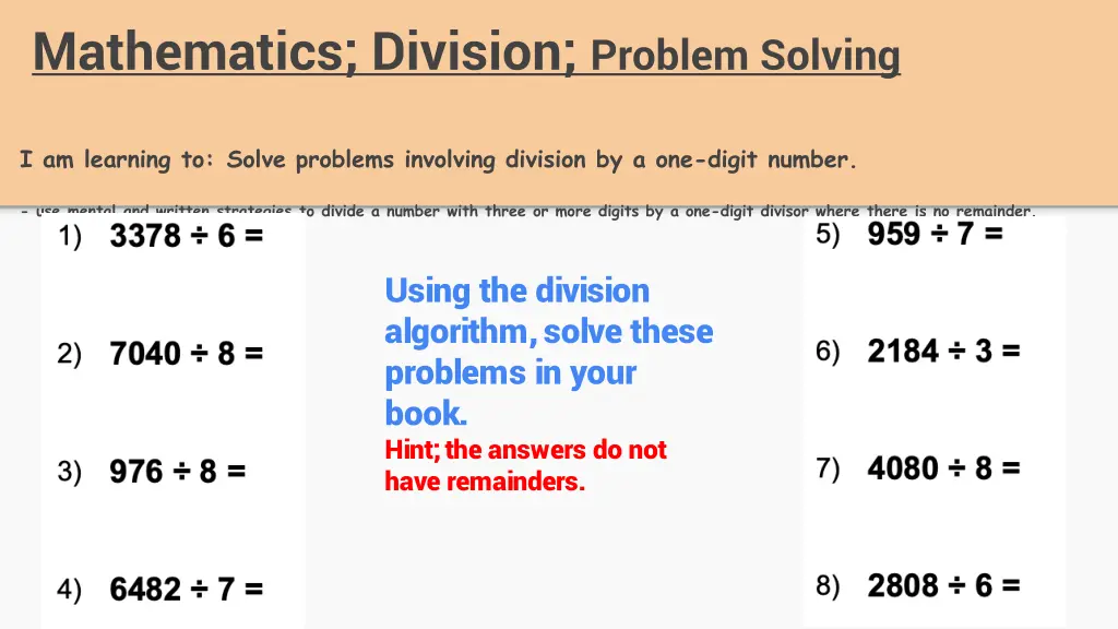 mathematics division problem solving