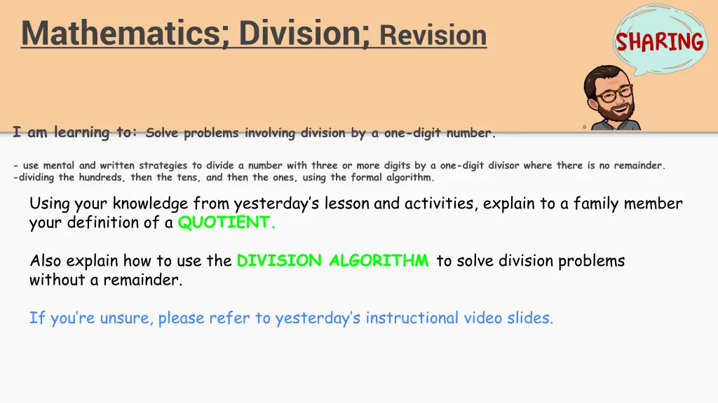 mathematics division revision