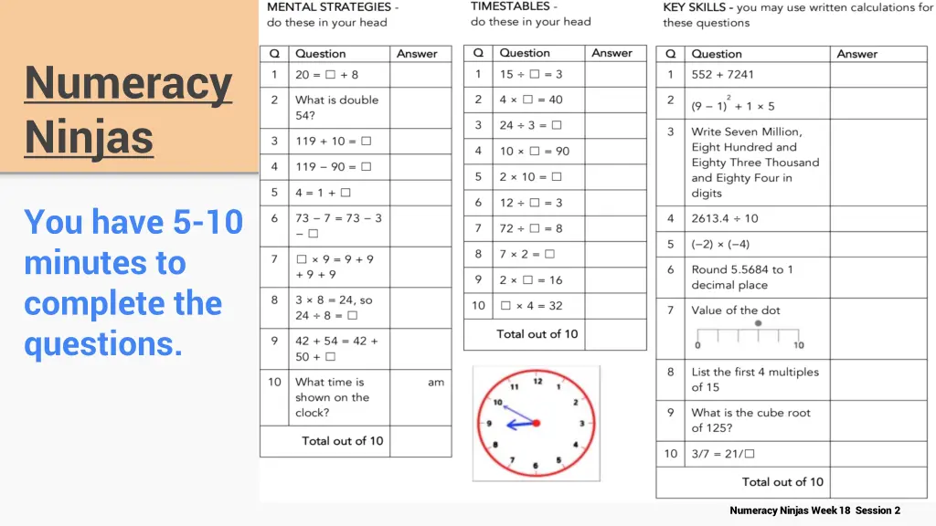 numeracy ninjas