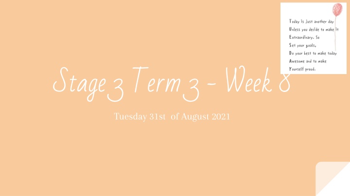 stage 3 term 3 week 8 tuesday 31st of august 2021