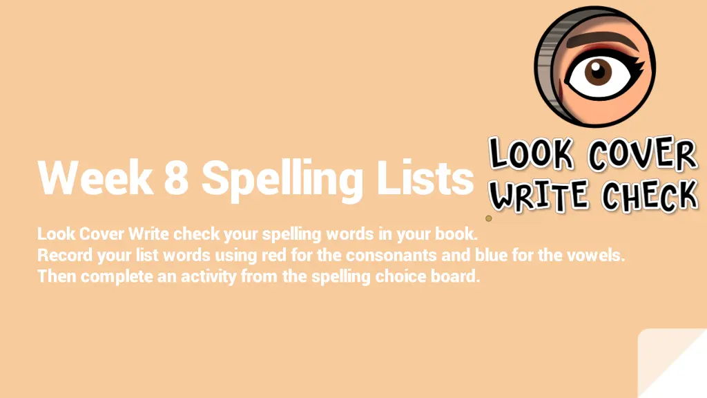 week 8 spelling lists